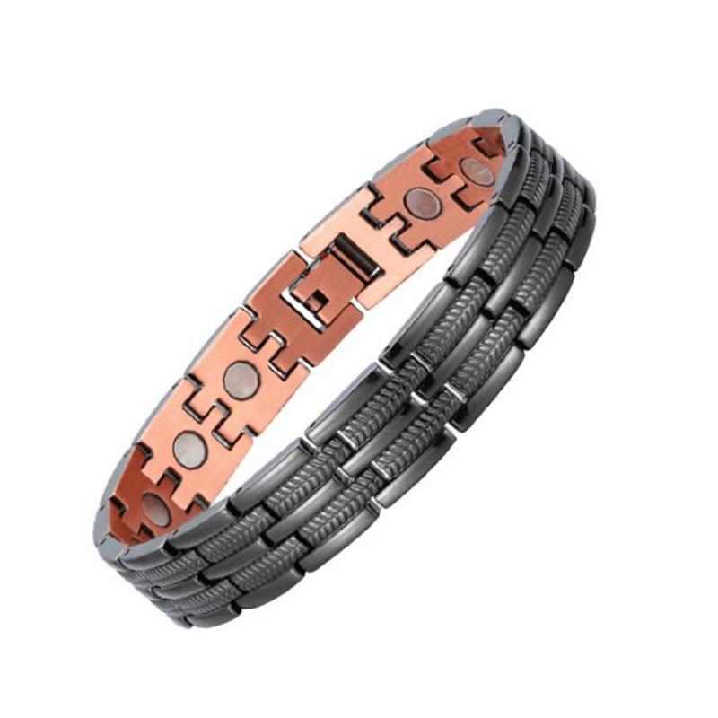 3500 Gauss Strong Magnetic Bracelet for Men - 99.99% Pure Copper Wristband with Neodymium Magnets - Adjustable Classic Design - Health & Sports Jewelry Gift for Him gold-tone unisex religious teengirl charm