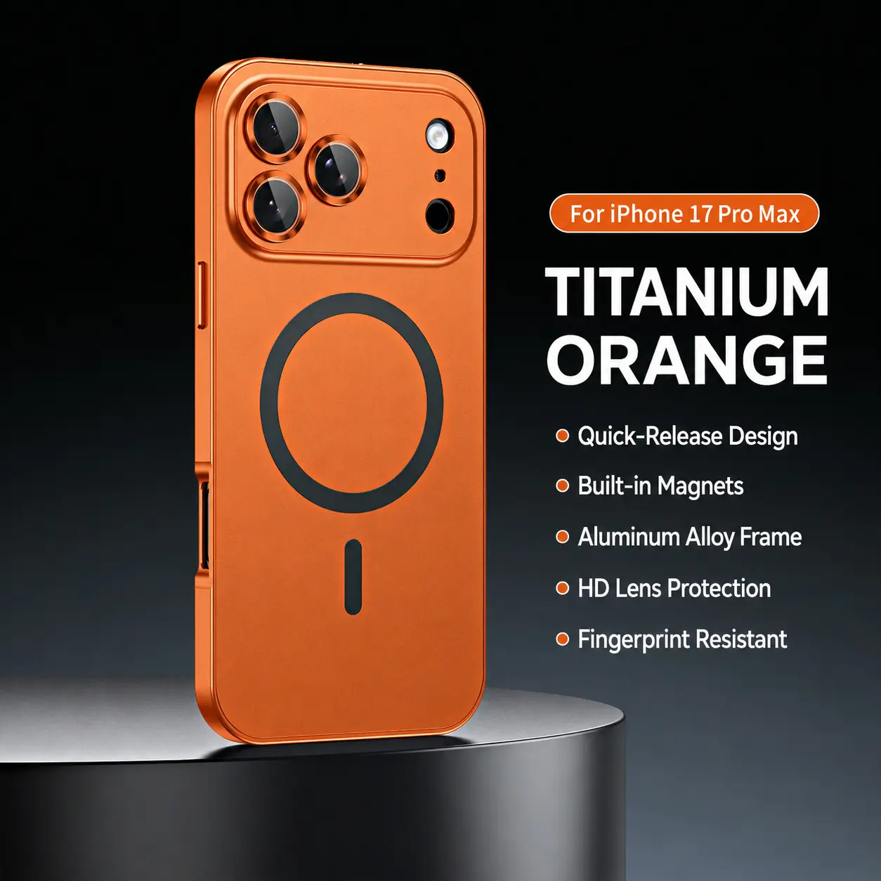 Magsafe Magnetic Hybrid Metal Phone Case for iPhone 17/16 Pro Max, Clip-On Aluminium Hard Case with Spring Buckle, Lens Ring Protection, Full Coverage Shockproof Anti-Drop Cover  full metal case  alloy aluminum metal frame,high-definition,transparent