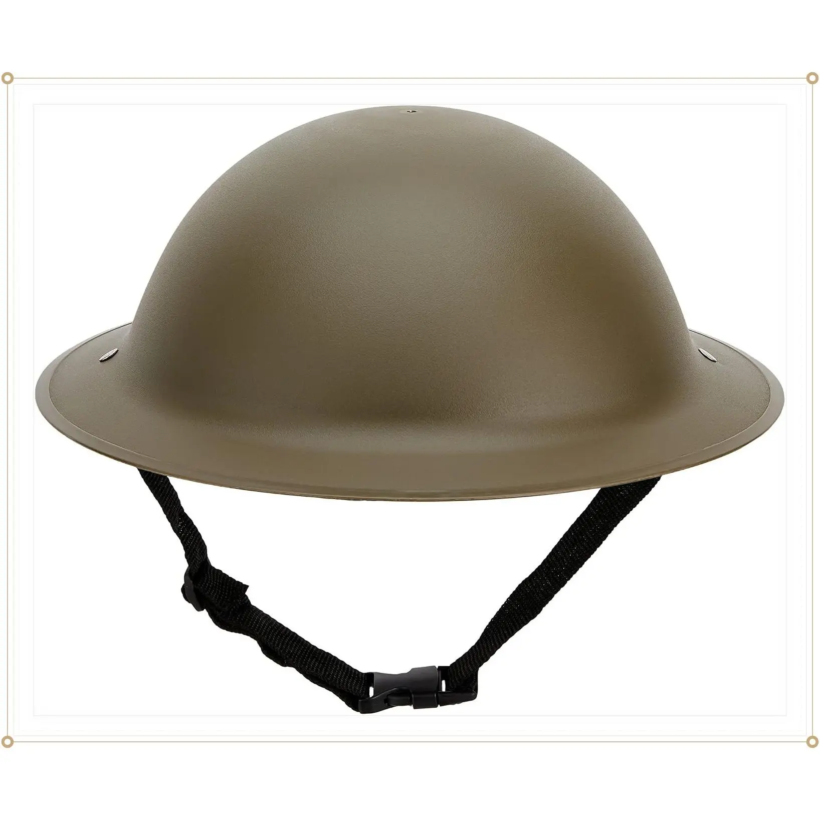 Adult WW2 Allied Military Army Helmet - Lightweight Cosplay Costume Helmet with Adjustable Strap - Universal Size - Olive Green Plastic Shell with Elastic Foam PaddingGift