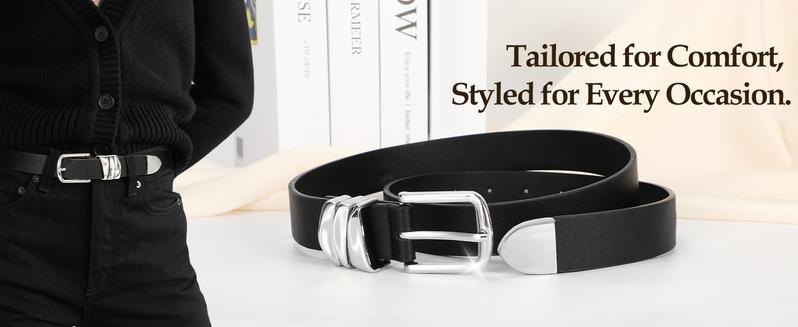 Women's Belt for Jeans Dress Leather Belt for Women Fashion Waist Ladies Belt with Sliver Buckle gold buckle