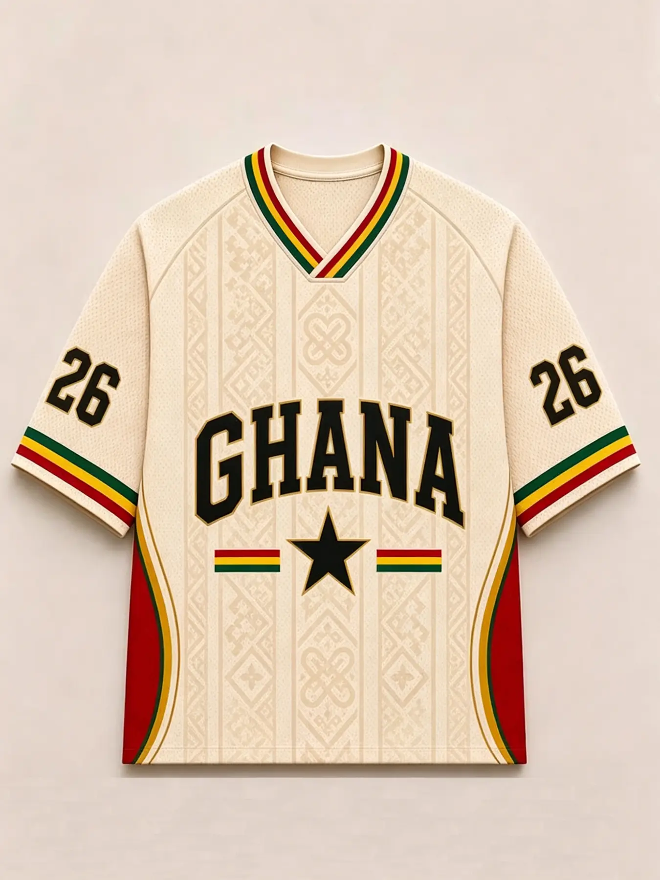 Medee GHANA Ghana Black Star National Flag Stripe Number 26 Men's V-Neck Football Jersey