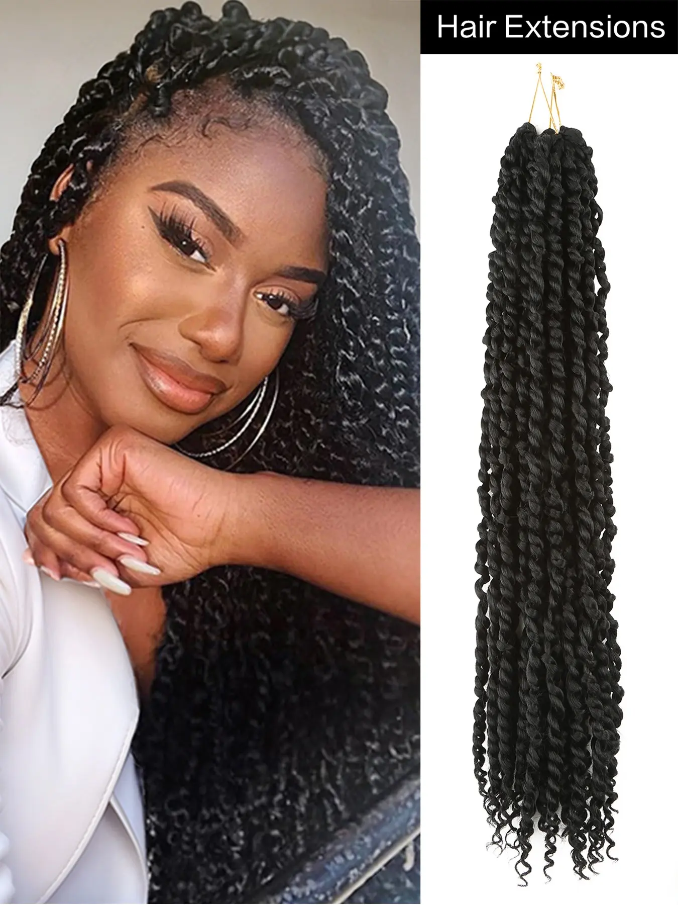 Multiple Sizes Pre-Twisted Passion Twist Crochet Hair, Black Lightweight Synthetic Passion Twist Braids, 1 Pack 12 Strands Tangle-Free Shed-Free No Smell Curly Crochet Braids Braided Twists for Women Daily Hairstyle