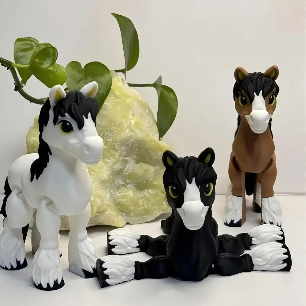 3D Printed Horse Pony Model Flexible Animals Toy Statue Movable Joints Home Office Decor Fidget Toys Stress Relief Animal Toys