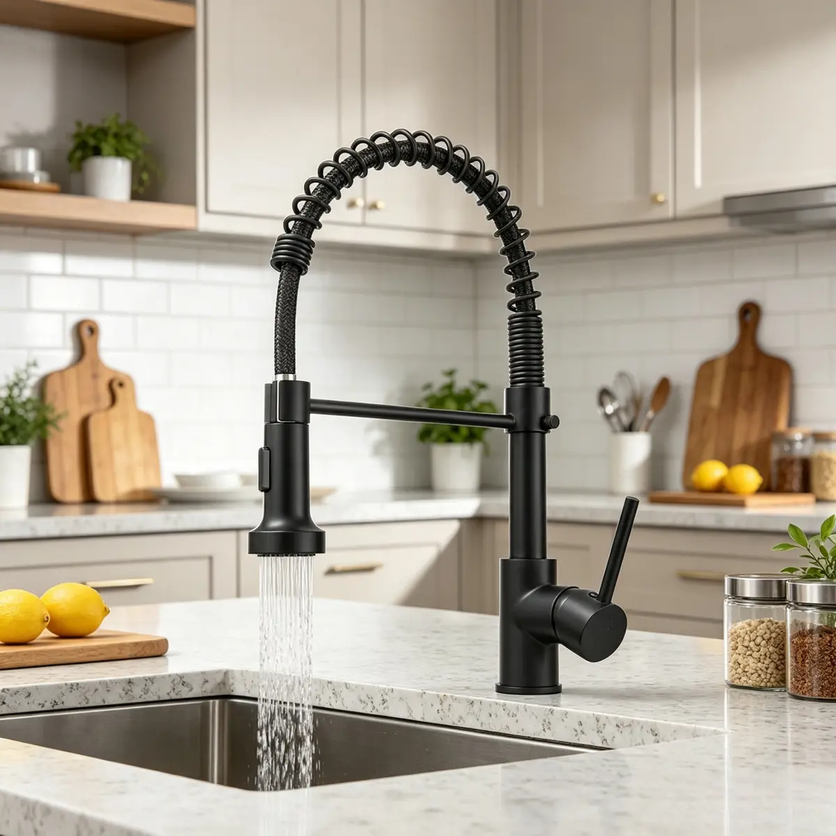 Stainless Steel Pull Down Spring Kitchen Faucet| Single Lever Hot Cold Water Sink Mixer Tap