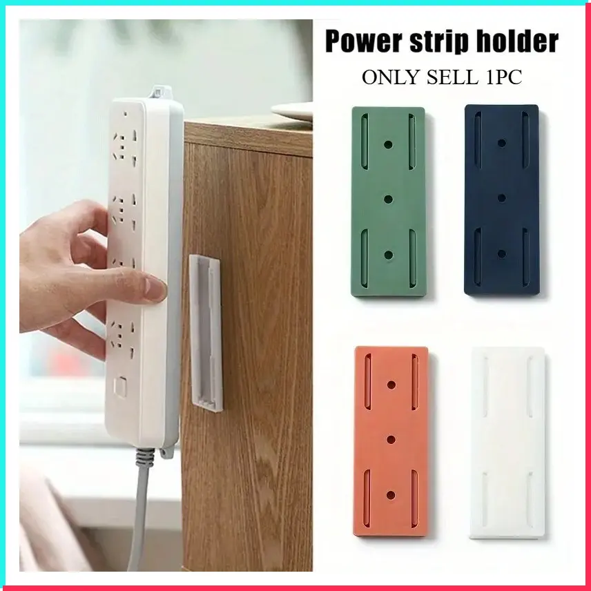 4pcs Self-Adhesive Wall Mounted Socket Holder Power Strip Fixator Punch-free Plug Socket Organizer for Home OfficeGift.