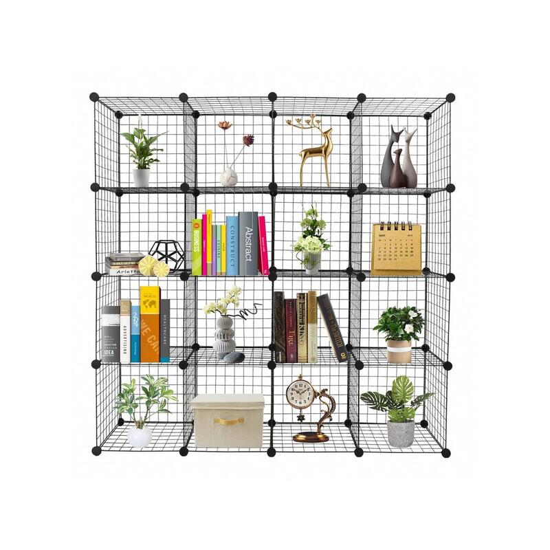 outstanding quality  1pc 16 Wire Cube Storage Origami Shees Metal Grid Multifunction Sheing Unit Modular Cubbies Organizer Bookcase