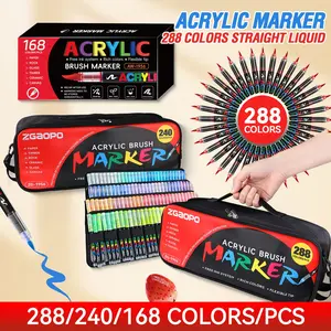 120-366 Pack Liquid Core Soft Tip Acrylic Markers, 366 Colors, Non-Squeeze, DIY Art Supplies, Ideal for Rock Painting, Calligraphy, Card Making