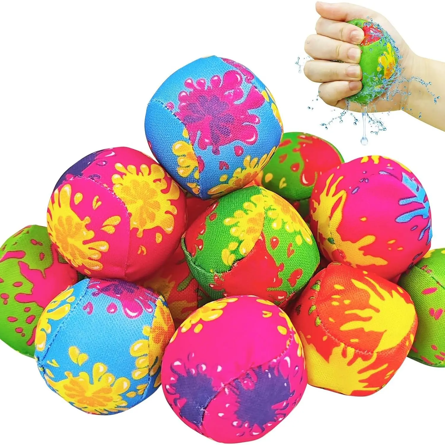 20 Pack 2-Inch Water Splash Balls - Absorbent Water Ball Bomb for Outdoor Water Fight Game, Summer Beach Fun, Pool Activities, Soaking Toys for Kids and Adults