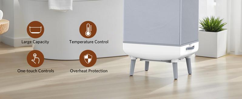 R.W.FLAME 35L Foldable Towel Warmer Bucket, Hot Towel Warmers with Fast Heating, One-Piece Space-Saving Design, Auto Shut Off, Fits Up to Three 45"X70" Oversized Towels or Two Robes