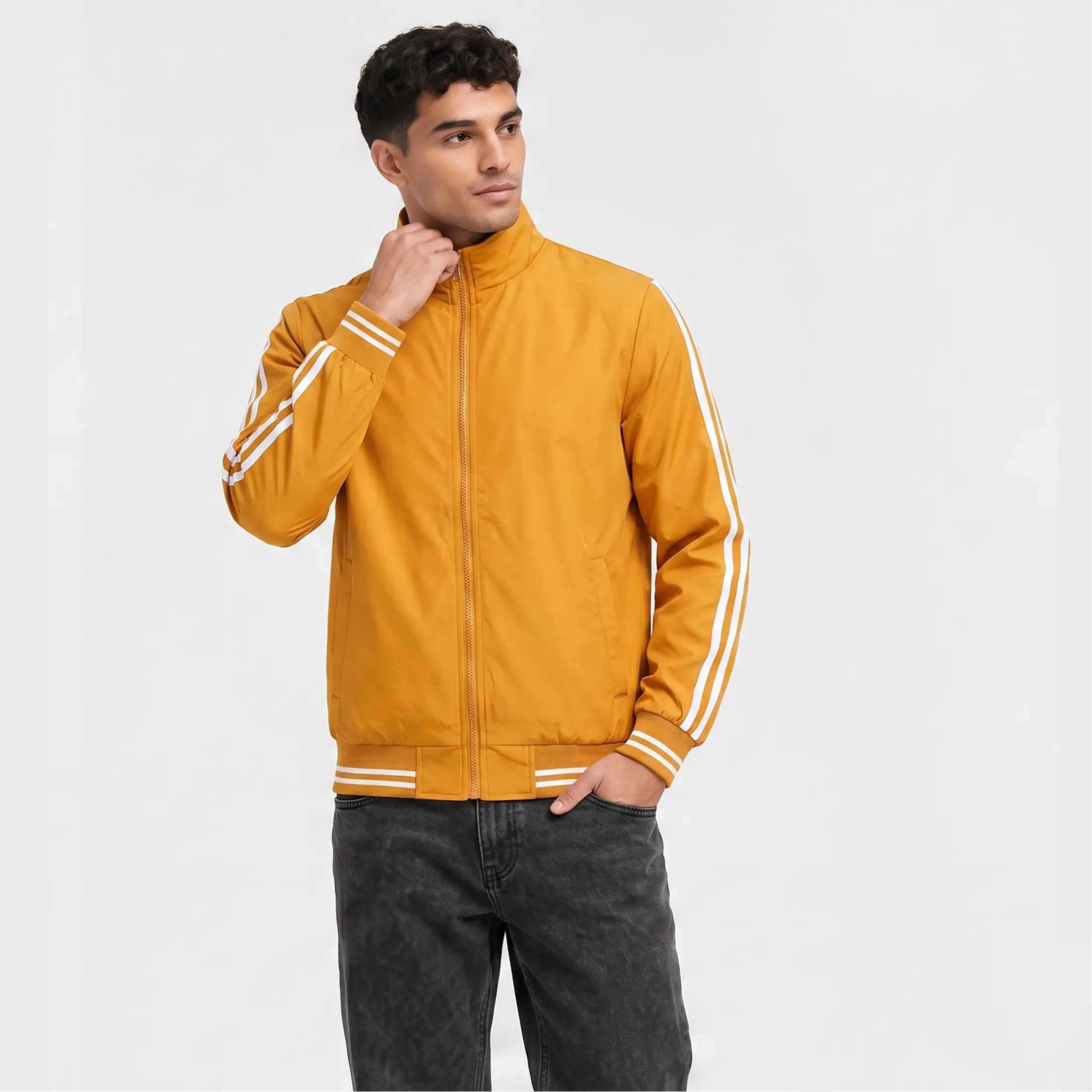 Men’s Lightweight Bomber Jacket – Minimal Flight Jacket with Ribbed Hem & Cuffs, Casual Streetwear Zip-Up Pilot Style Outerwear