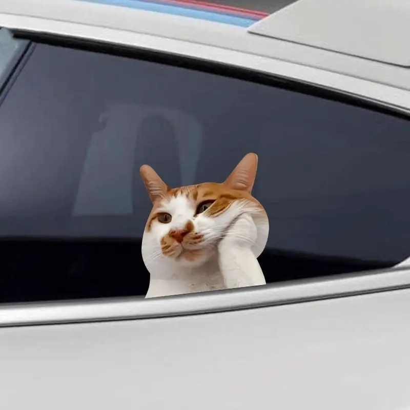 Cat in Car Window Sticker - Adorable Feline Design for Vehicle Decoration - Perfect for Cat Lovers and Car Enthusiasts