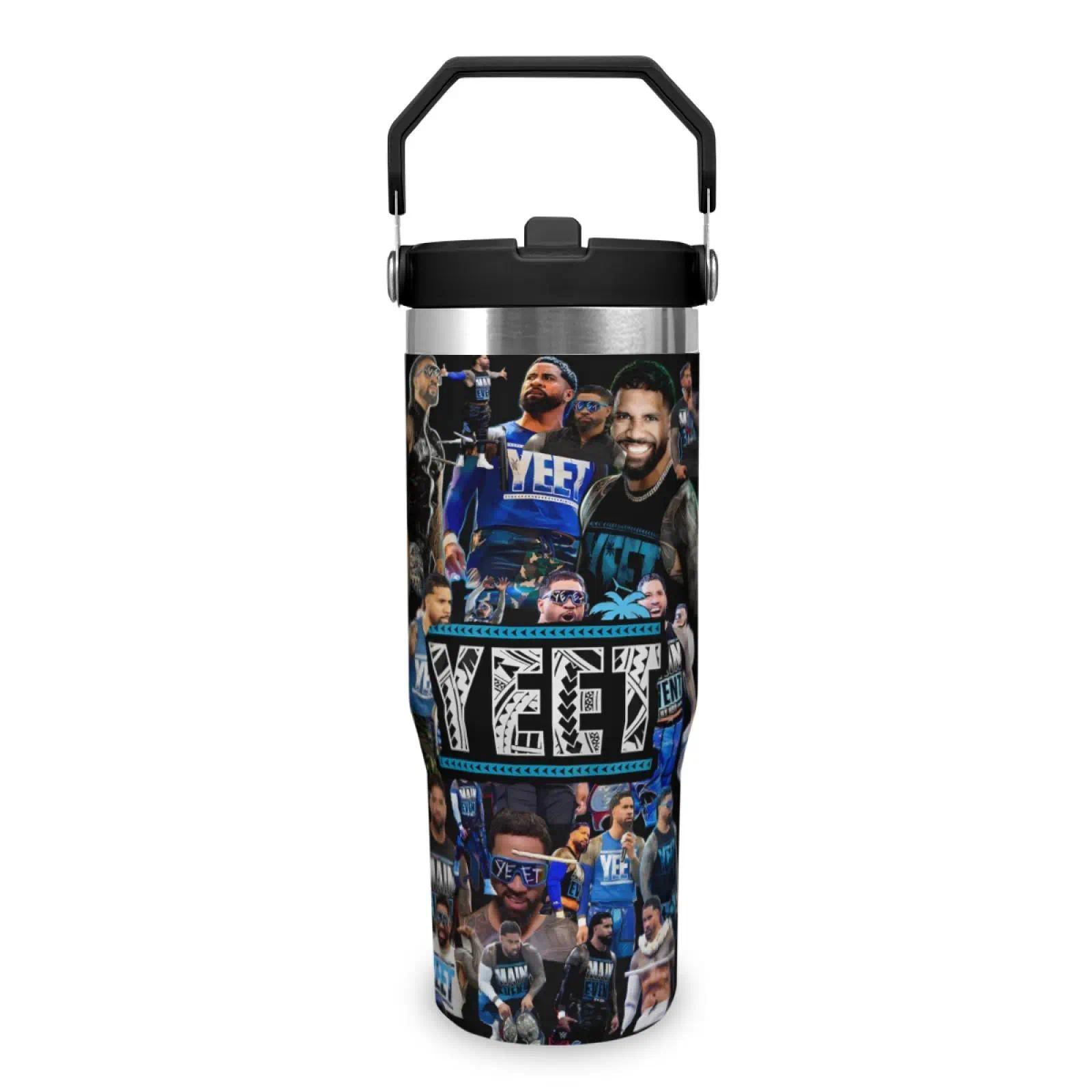 30 Ounce Stainless Steel Tumbler - Stylish Jey Uso Pattern Insulated Water Bottle, Durable Stainless Steel Thermos & Flask, Multi-Purpose Drinking Cup for Home, Office, School & Daily Use, Thoughtful Boyfriend Gift & Summer Cool Drinkware