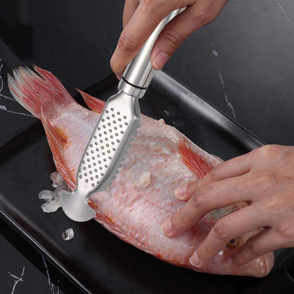 1 count Fish Scales Scraping Tool,Multifunction Stainless Steel Fish Scale  Fish Cleaning Kit,Fish Scale Peeler,Fish Descaler Tool,Fish Scaler Remover,Fish Scaler Fish Scale Removing Tool