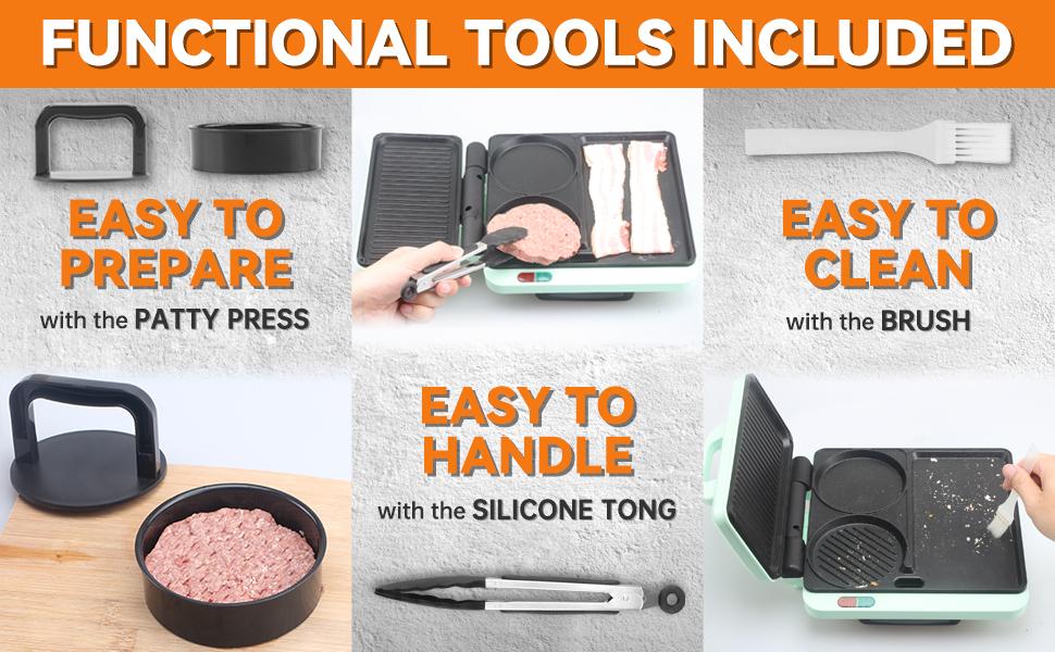 Breakfast Sandwich Maker, Nonstick Electric Griddle & Grill Combo, 3 in 1 Breakfast Station, Make Egg Muffin Sandwiches Burgers Hot dogs & Pancakes, Includes Burger Press, Tong & Brush Breakfast Sandwich Maker, Nonstick Electric Griddle & Grill Combo, 3 in 1 Breakfast Station, Make Egg Muffin Sandwiches Burgers Hot dogs & Pancakes, Includes Burger Press, Tong & Brush