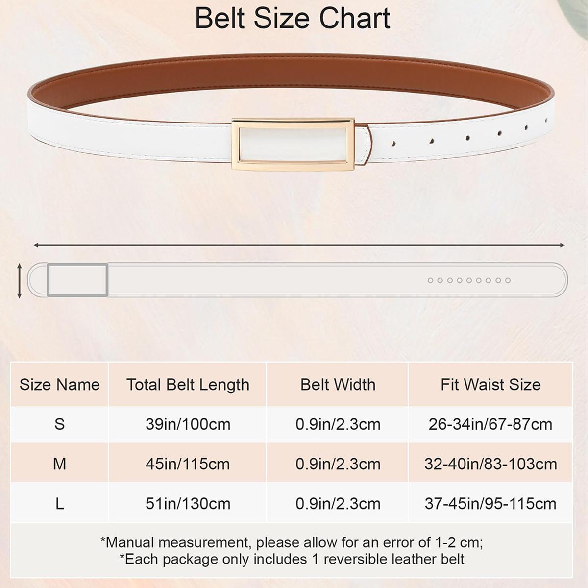AWAYTR Women Reversible PU Leather Belt Fashion Two-in-One Lady Versatile Skinny Adjustable Belt for Jeans Dress with Golden Buckle  (Length 100/115/130cm)