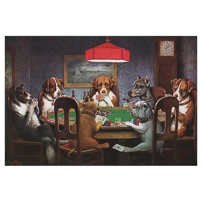 Dogs Playing Poker Aesthetic Wall Art Tapestry Unique Funny Poster for Room Office Home Decor Decoration Photo Decorating Decorative