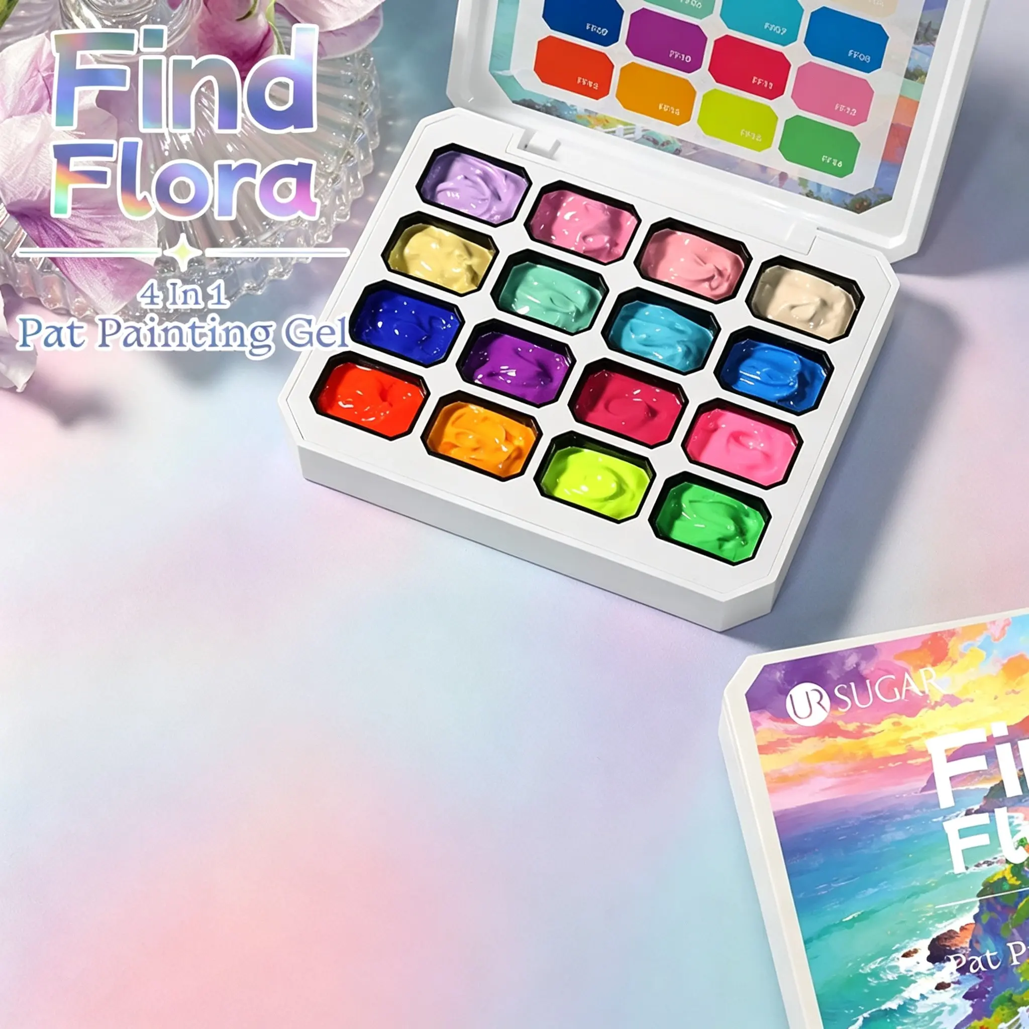16 Colors 4 In 1 Pat Painting Gel Nail Palette Cream Pigment Gel For Gradient Blush Nail Stamping Drawing Rub Powder Finger Nail Polishes Nail Art Salon DIY Manicure Supplies For Women