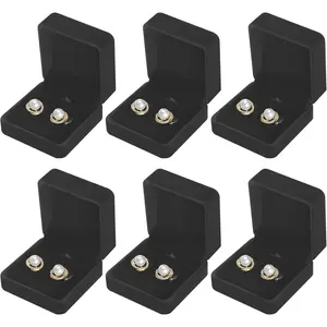 6 Pieces Classic Velvet Jewelry Earring Gift Box for Stud Earring Necklace Pendant, Jewellry Earring Storage Display Case for Wedding Engagement Birthday Anniversary