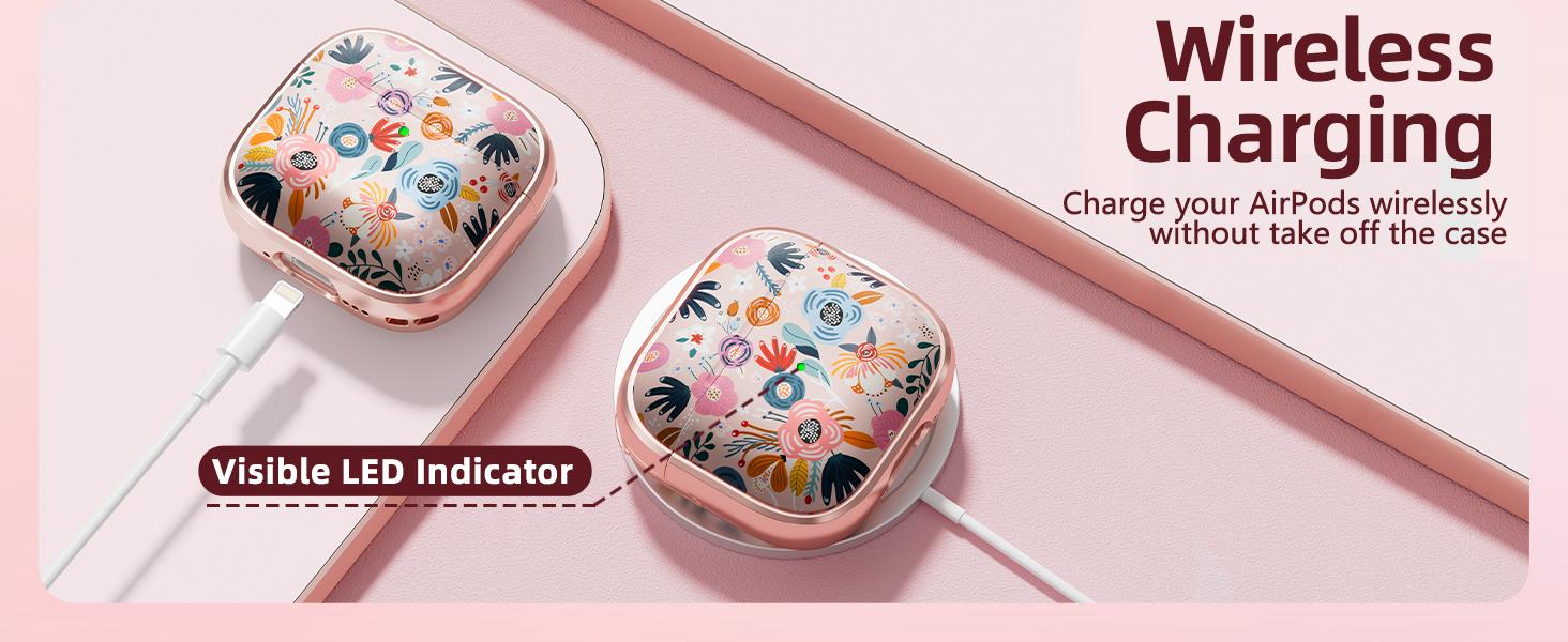 BASIC SUPPLY with Safety Lock for AirPods 4 Case,Clear Floral Cute AirPod 4th Generation Case for Women Girly with Cleaner Kit and Keychain- Purple Flower