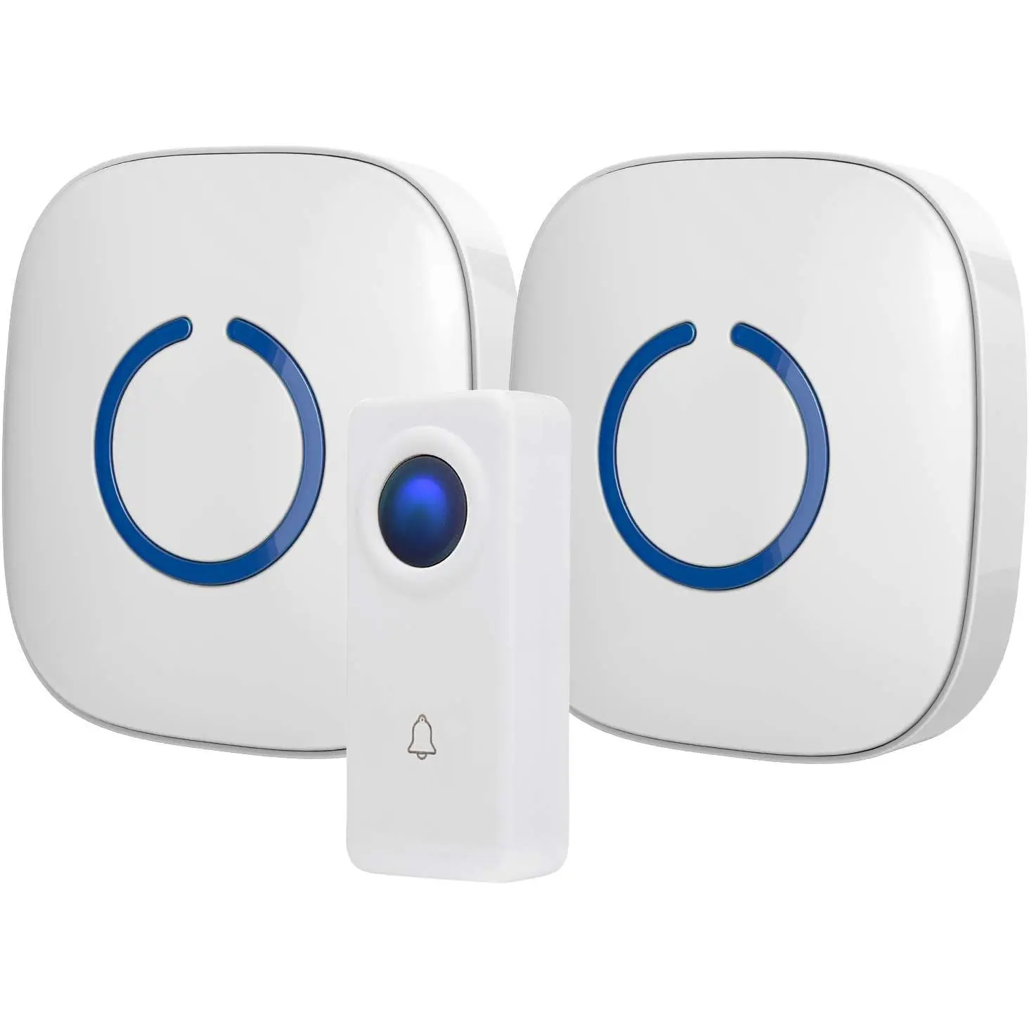 Doorbell by  –  Door Bells & Chimes  Kit, 1000-ft Range,52 Door  Chimes, 4 Volume Levels with LED,  Doorbells w/ 2 Receiver & 1 Button, Crosspoint, White