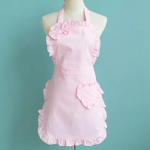【Black Friday】Cute Ruffle-Trim Apron, Solid Color Fashionable Kitchen Apron, Household Item for Home Cooking #GLOBAL PICKS