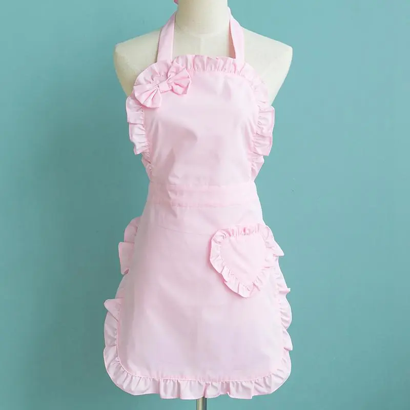 【Black Friday】Cute Ruffle-Trim Apron, Solid Color Fashionable Kitchen Apron, Household Item for Home Cooking #GLOBAL PICKS