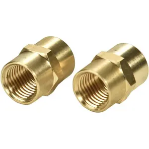 2 Pack 1/4" x 1/4" NPT Female Coupler, Brass Pipe Fitting