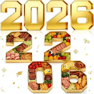 2026 Charcuterie Number Fillable Boxes 10" Graduation Cardboard Number Charcuterie Board Box Fillable Tray Numbers for Chocolate Candy Snack Grad Party Supplies (Gold)