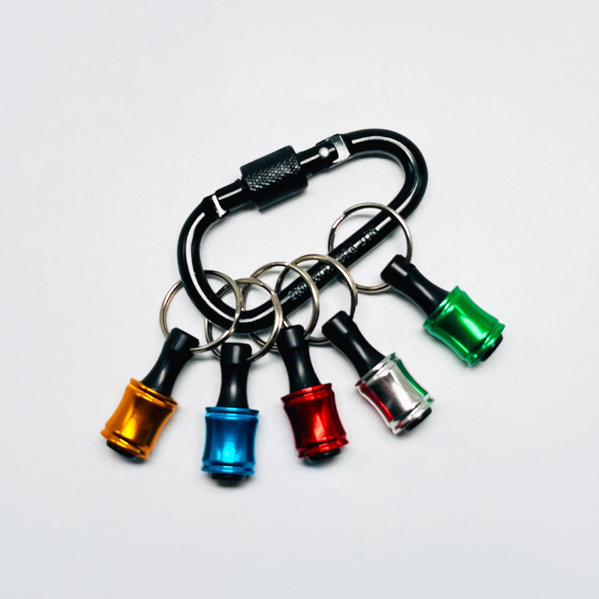 Cross-border 5PC Colorful Keychain Quick-Change Adapter Rod with Carabiner, Hex Shank Bit, Quick-Release Socket Conversion Rod