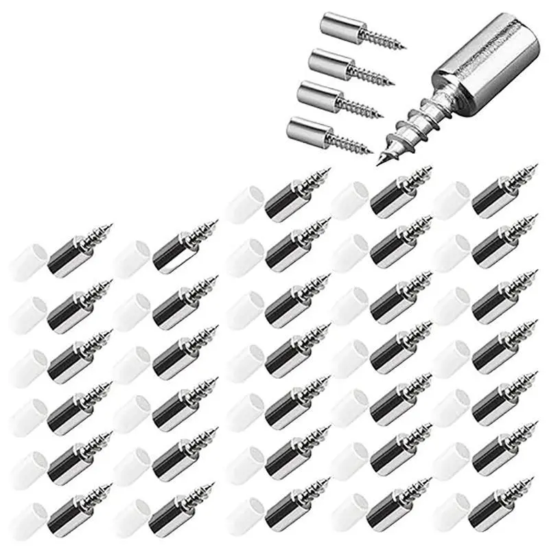 STREBITO 40Pcs Glass Partition Nails for Wardrobe Cabinet - Cross Self-Tapping Screws with Rubber Sleeve, Shelf Support Bracket