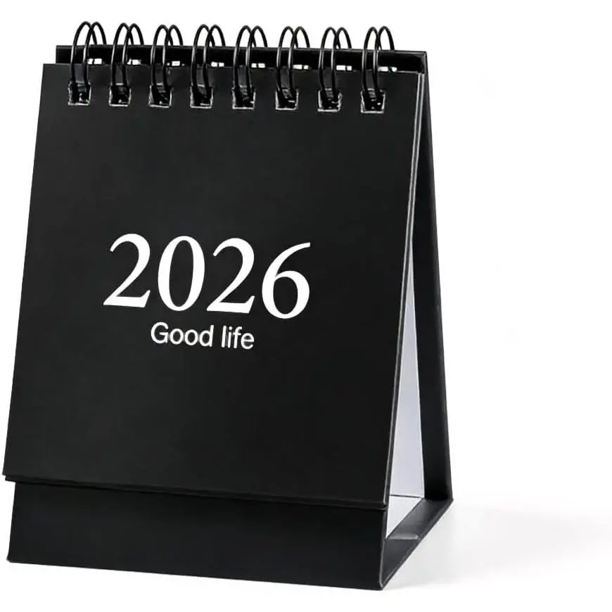 2026 Mini Desk Calendar - January 2026 to June 2027 Small Portable Desk Calendar Mini Scheduler Heavy Cardstock Double Coil With Marker Stickers For  Office Desk Decoration,Outdoor Travel.(Mini Black)