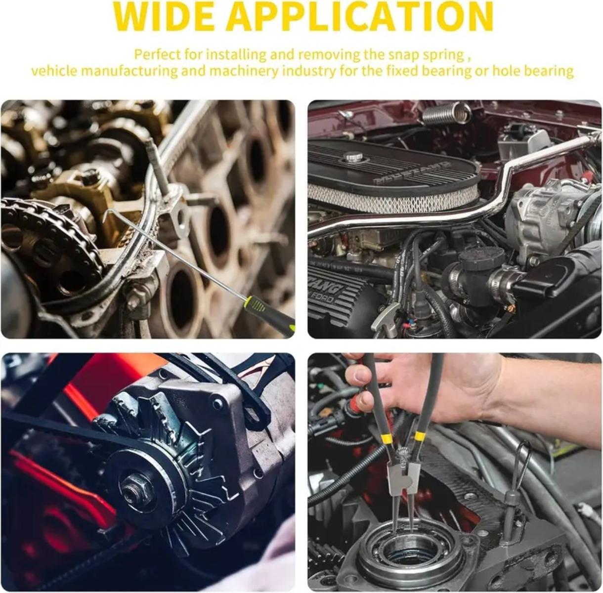 Portable 4Pc Pliers Set Internal & External Bending & Straight Heavy-Duty Disassembly Tool with Storage Box Metal Construction Retaining Ring Circlip Snap Hardware Hand Tools Kit Removal Ratchet car