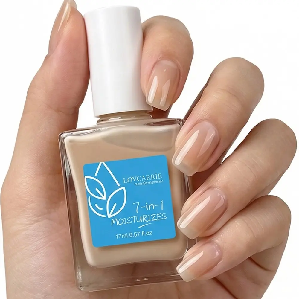 LOVCARRIE New Arrival 7-In-1 Hydrating Nude Nail Strengthener, Multi-Effect Moisturizing Reinforcing Base Coat, Natural Tint Conditioning Treatment for Dry Cracked Thin Nails 17ml/0.57fl oz