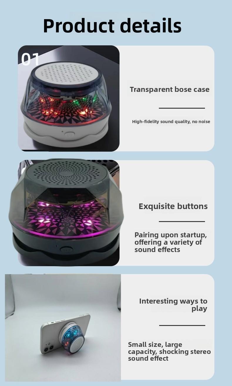 Magnetic Wireless Bluetooth Speaker Lamp - Mini Subwoofer, Gaming & Mobile Phone Stand Speaker - Gift