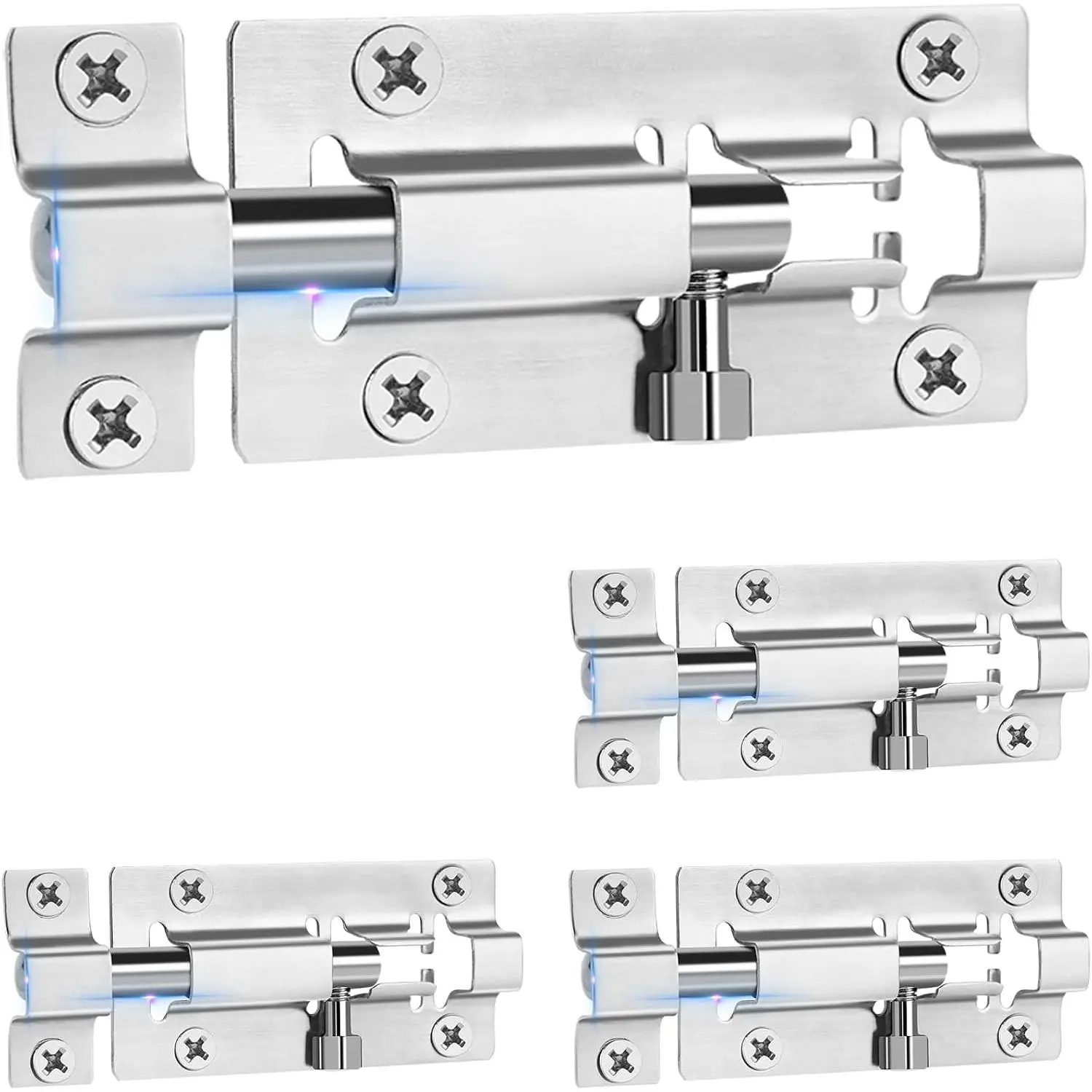 4 Pack Slide Lock, 3 Inch Barrel Bolt Latch, Door Latch Lock with 24 Screws, Stainless Steel Slide Locks for Inside Door