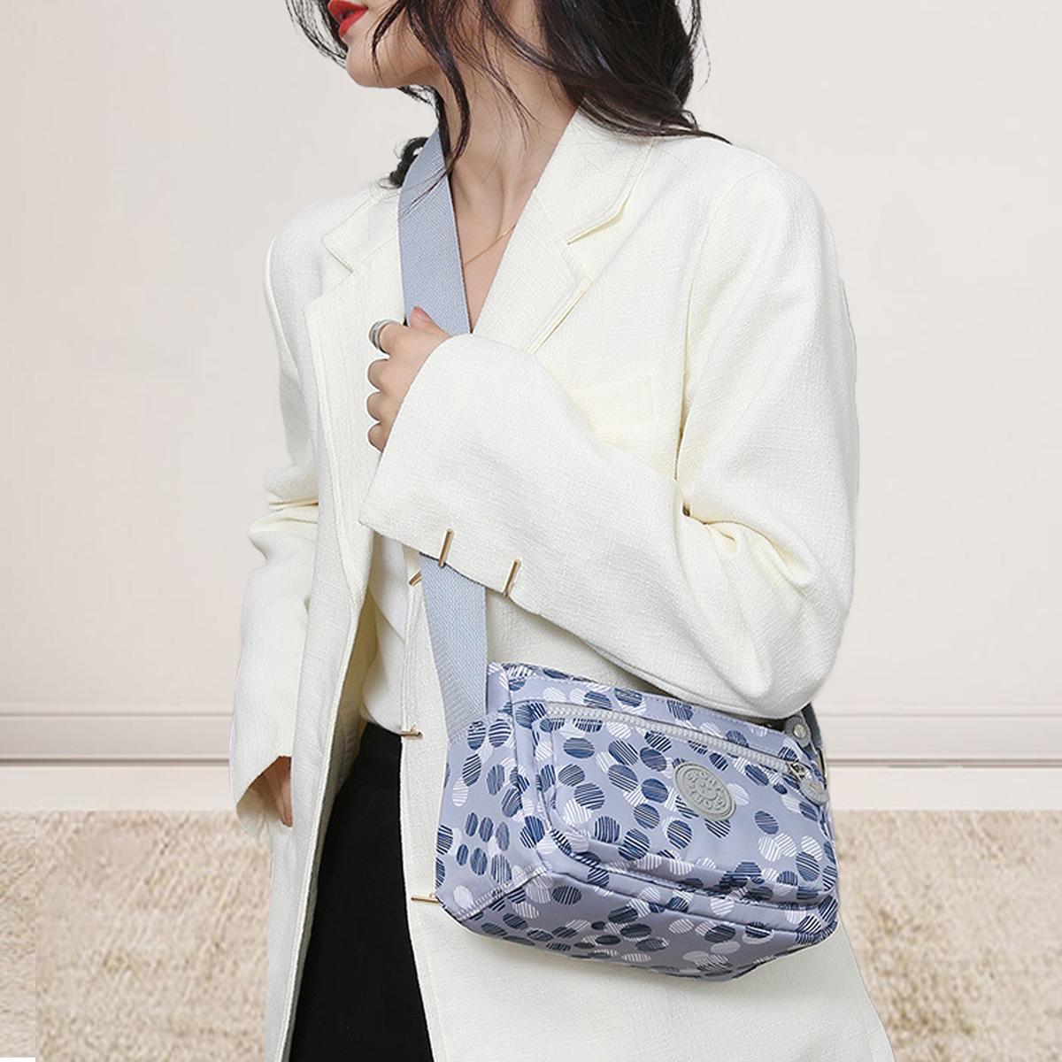 Lightweight Multi-Pocket Crossbody Bag for Women Stylish Nylon Shoulder Long Strap Bag