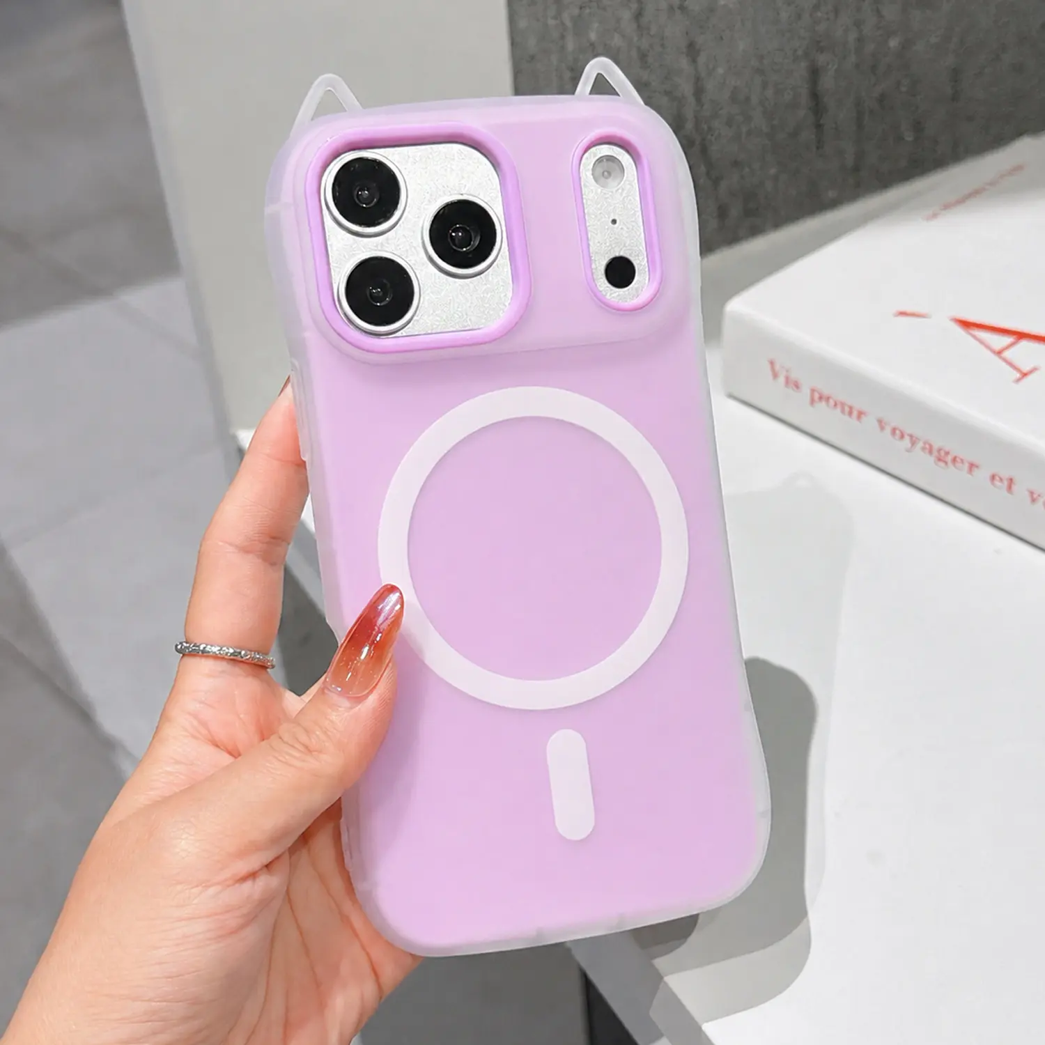 Cute Kitty Case for iPhone 17 Pro Max 16 15 14 13 12 11 with 3D Cat Ears, Green | Kawaii Magnetic Tail Design [Compatible with MagSafe] Clear Aesthetic Drop Proof Protective Phone Cover for Women Girls