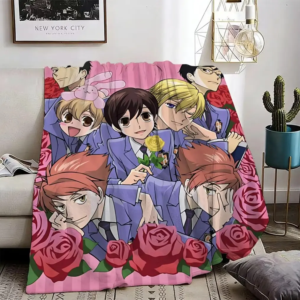 Romantic Anime Inspired Flannel Blanket, Soft Cozy Lightweight Throw for Adult Blanket Kids Blanket, Elegant School Club Character Style Design Summer Cooling Air Conditioner Blanket for Sofa Bed Bedroom Travel Gif