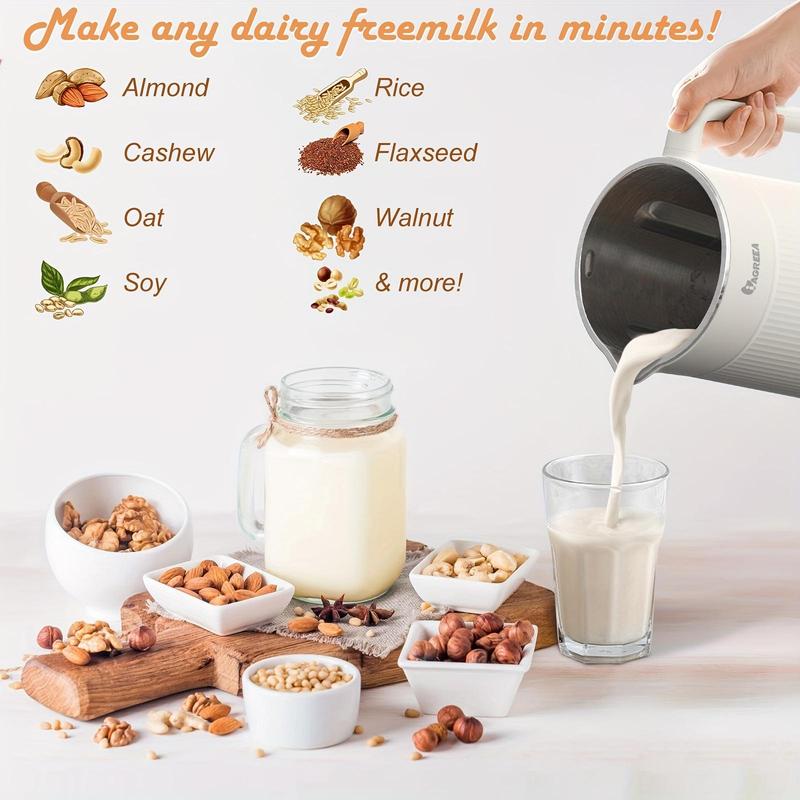IAGREEA Automatic Nuts Milk Maker, Nut Milk Machine, Plug and Play 1000ML Milk Maker, Multifunctional Juicer for Coffee, Grain and Juice, Household Kitchen Appliances, Gift