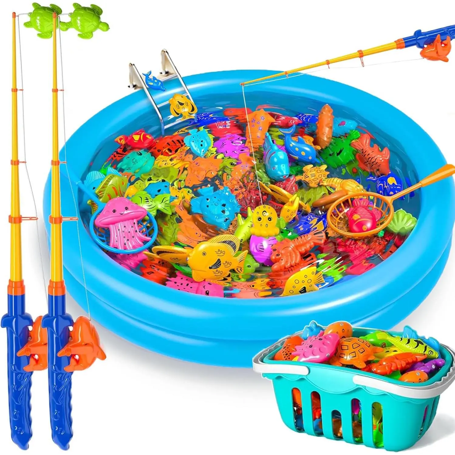 Magnetic Fishing Game Bath Pool Toys for Toddlers 3-5,48pcs Fishing Toys Game Floating Fish Magnet Pole Rod Net Education Teaching and Learning for Kids Age 3-6 4-8fidget toys
