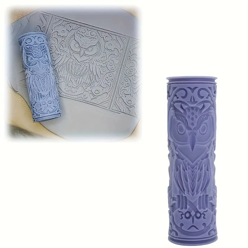 Owl Pattern Mini Clay Texture Roller, Pottery Stamping Tool, Textured Roller for DIY Ceramic Clay Handicrafts, Creative Craft Supplies, Clay Tools