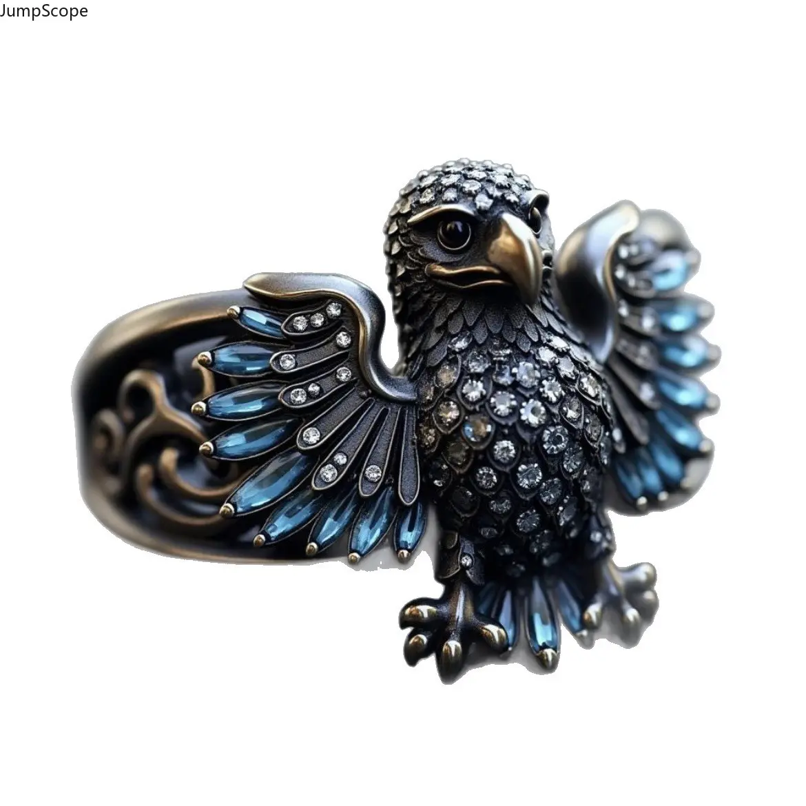 Vintage Carved Eagle Spirit Wide Band Ring, Ideal For Biker Styling, Western Outfits, Punk Streetwear & Meaningful Masculine Sentimental Gifts