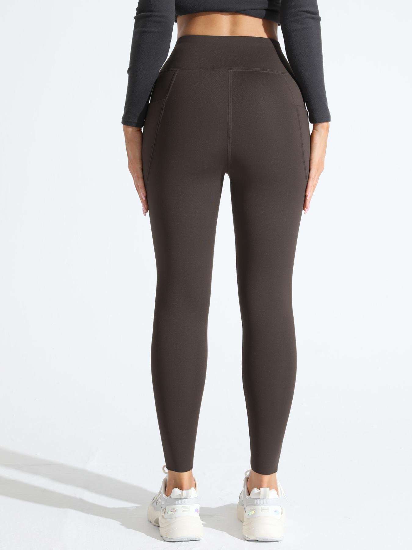 Women's Winter Sports Yoga Pants, High Waist Pocket Design, Elastic Fit, Ideal for Outdoor Cycling & Running, Perfect for Fitness Activities