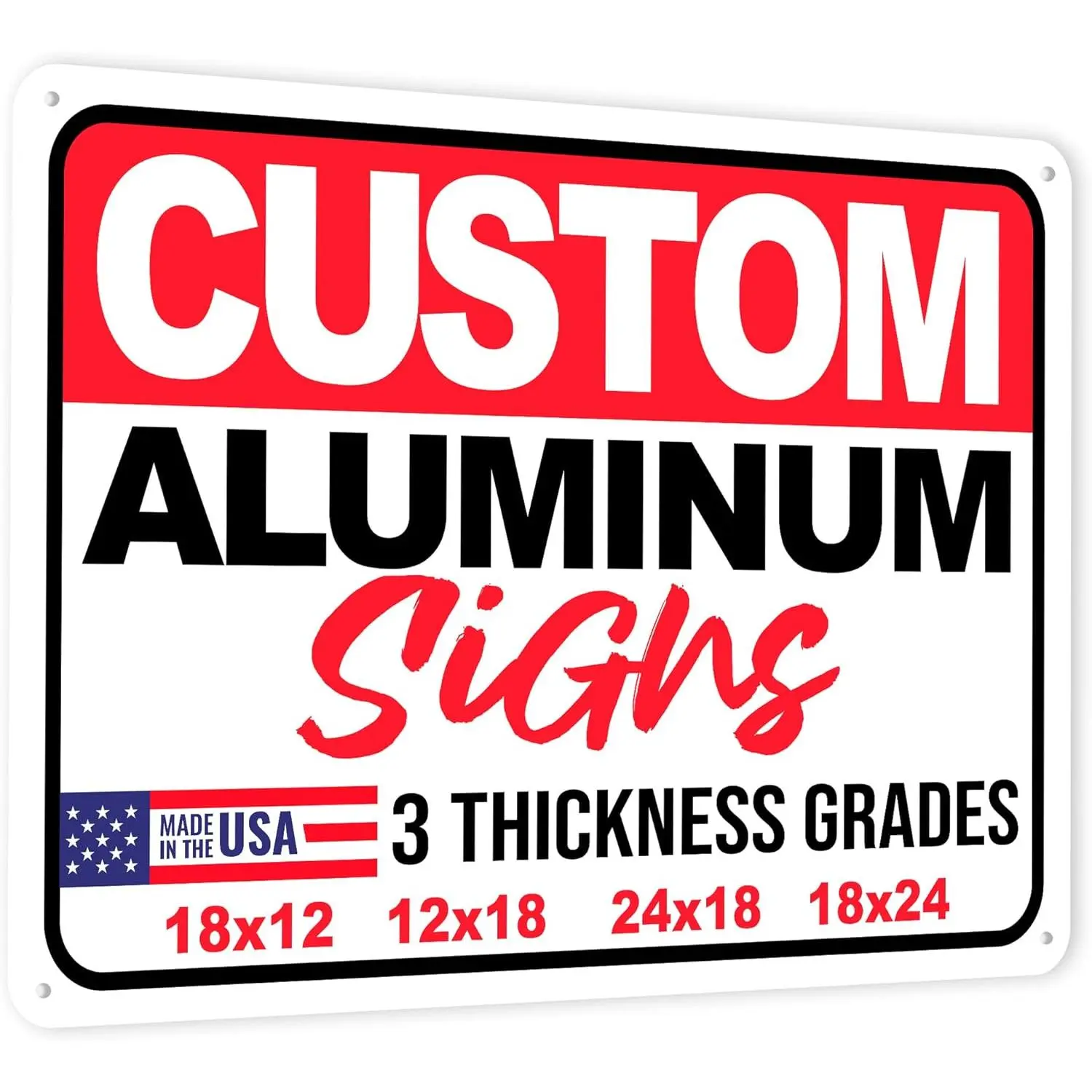 24x18" Custom Aluminum Sign with Text, Personalized Metal Sign for Outdoor, Customized Aluminum Signs for Business, Office or Home (Horizontal)