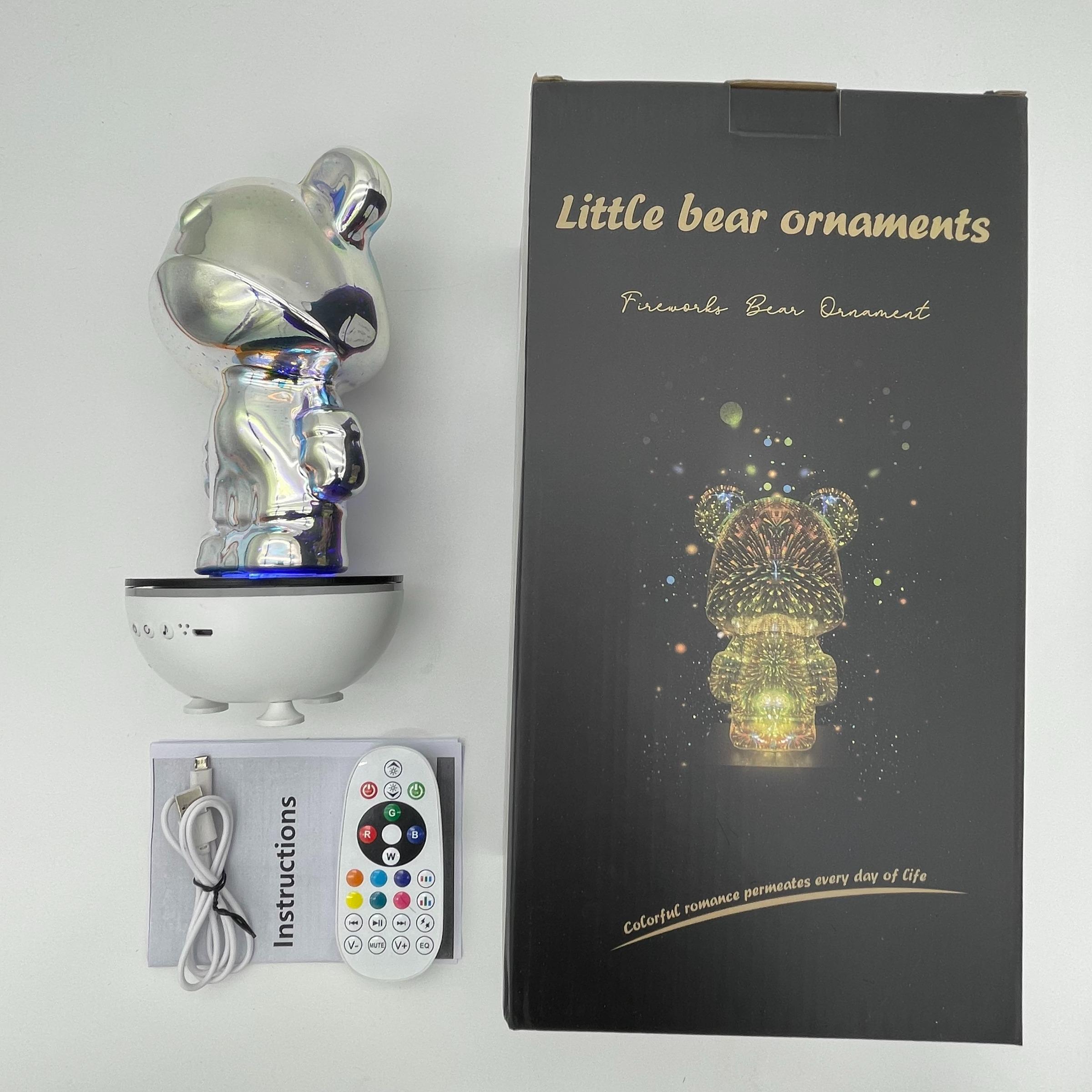 Bear Design Multifunctional Wireless Speaker, USB Rechargeable Portable Speaker with RGB Light Effect, Mini Speaker with 360° Rotation, Suitable for Bedroom Night Lights