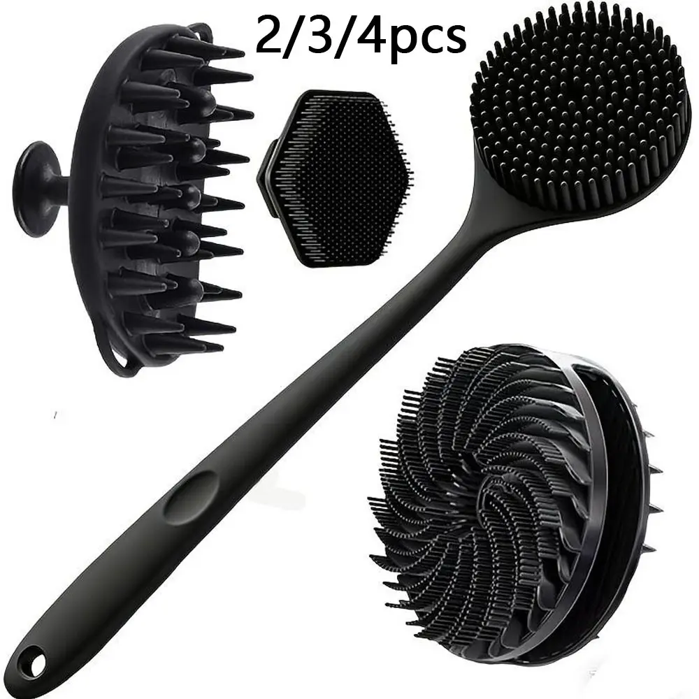 Complete Set of Shower Brushes, Includes New Hair Wash Brushes, Skin Cleaning Tools, Suitable for Bathrooms, Bathtubs, Showers, Bathroom Accessories, Bathroom Supplies, Silicone Soft Brushes, Body Brush, Body Brush For Showering