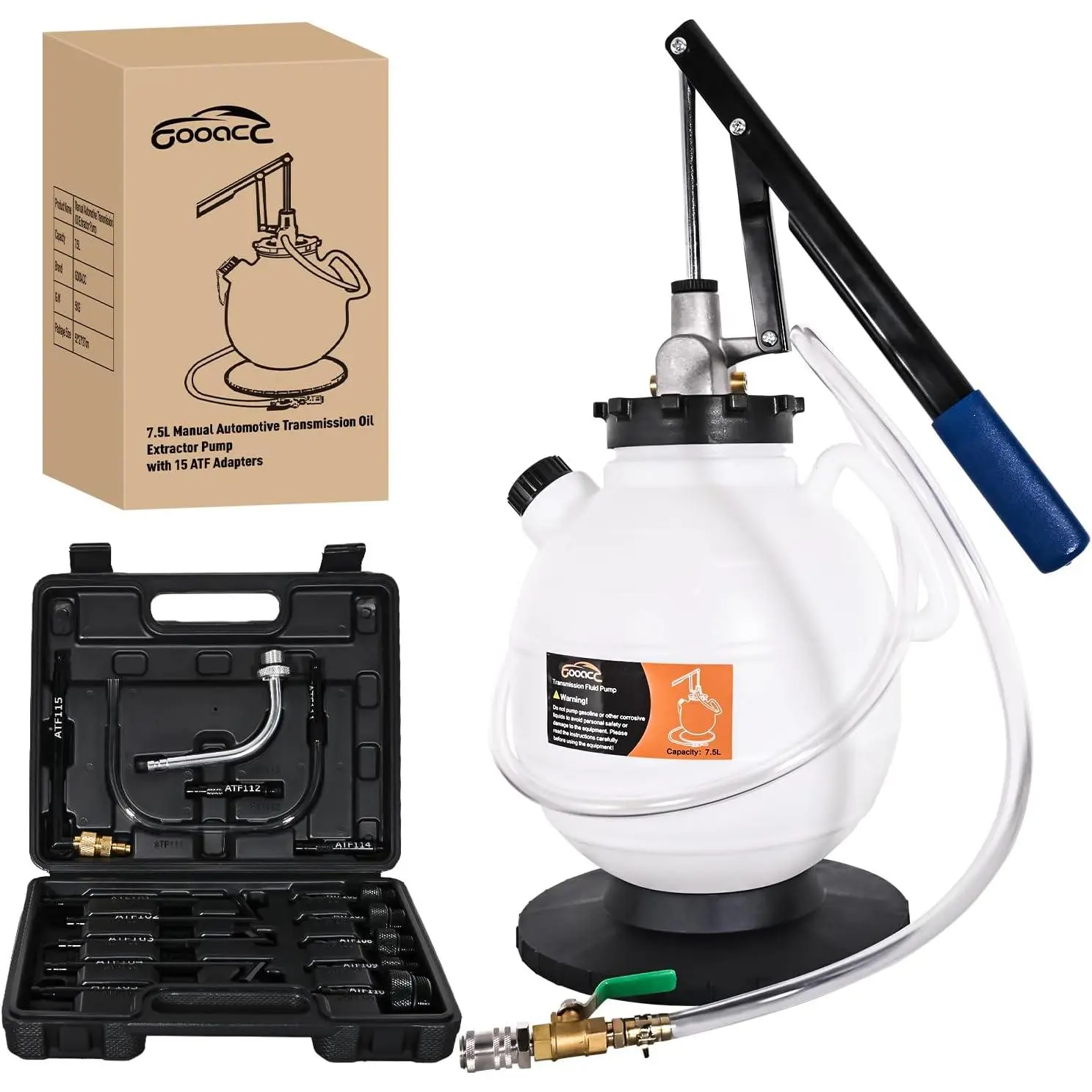 Nilight Transmission Fluid Pump Kit 7.5L Automotive Manual Oil Pump Extractor ATF Refill Dispenser Transfer Pump with 15 ATF Filler Adapters 2Gal Oil Filling Filler System Fluid Extractor Pump Tool Kit