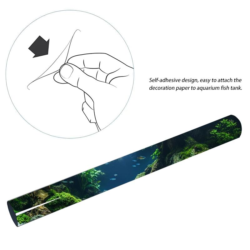 Fish tank, high-definition printing, three-dimensional design, simulation of natural waters, coral reef underwater world, deep sea blue, river ecological theme background painting, Aquarium Decor, PVC material directly attached