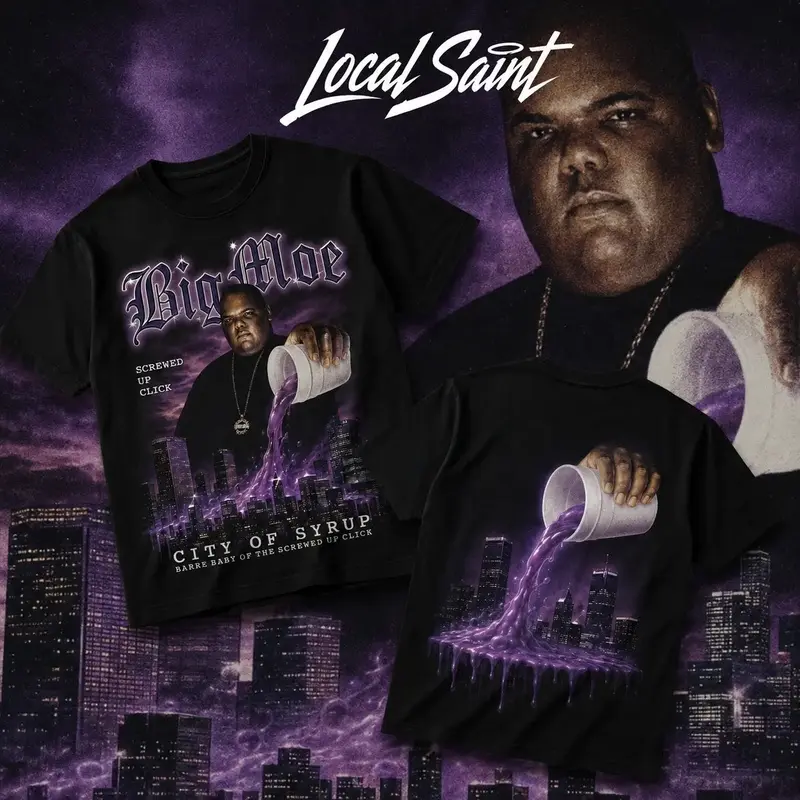 [Free shipping ]LOCALSAINT Big Moe Heavy Cotton Unisex Graphic T-Shirt Hoodie Houston Texas Screwed Up Click DJ Screw 713 Crewneck Tee, Vintage Streetwear Graphic T-Shirt Direct To Garment Breathable Print