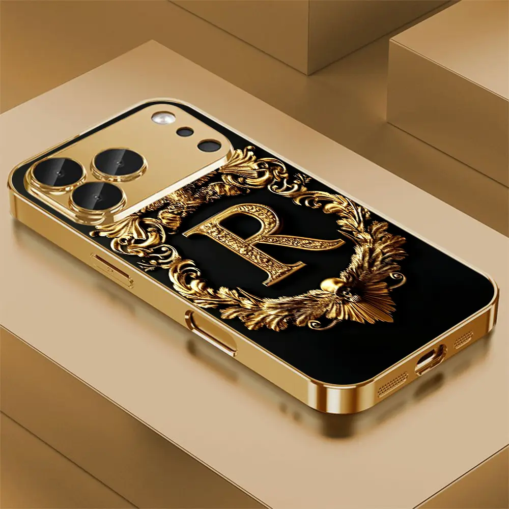 Baroque Letter R Printed Pattern Protect Cover - Multi-Model All-Inclusive Mobile Phone Case for Various Phones: iPhone 18 17 Pro Max,16,15,14,13,12,11,Galaxy S25 Ultra,S24,S23,S22,S21,S20,A Series - ZQ209
